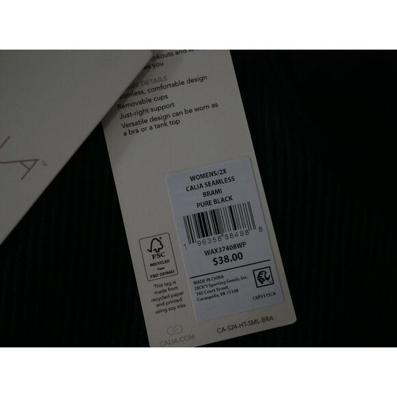 CALIA Women’s Seamless Brami Racerback Sports Bra Tank Top Black 2X - Picture 6 of 7